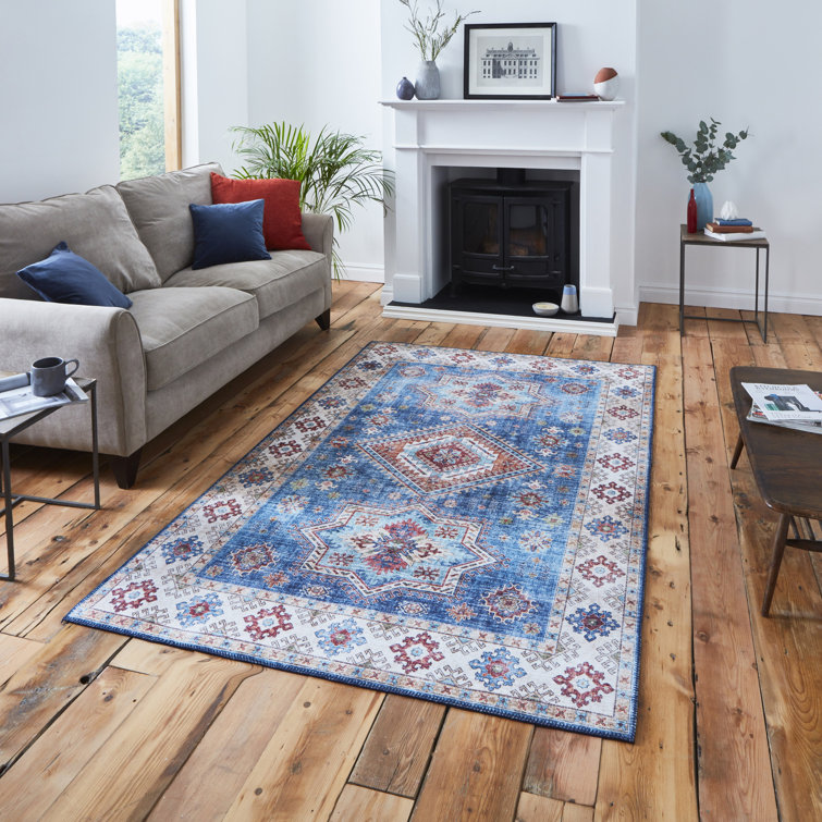 Bloomsbury Market Bodak Flatweave Dark Blue Rug & Reviews Wayfair.co.uk